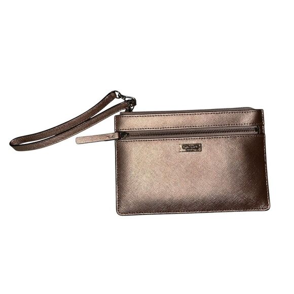 Kate Spade Small Card Holder Wristlet Goldie Rose Leather Wallet Zip - Picture 1 of 5